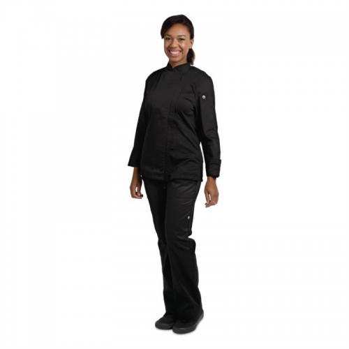 Chef Works Hartford Lightweight Zip Womens Chef Jacket Black L