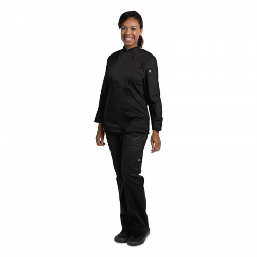 Chef Works Hartford Lightweight Zip Womens Chef Jacket Black XL
