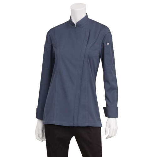 Chef Works Hartford Lightweight Zip Womens Chef Jacket Blue L