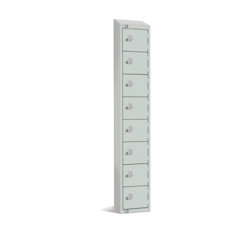 Elite Eight Door Coin Return Locker with Sloping Top Grey