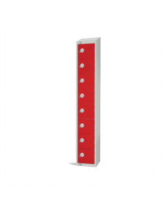 Elite Eight Door Coin Return Locker with Sloping Top Red