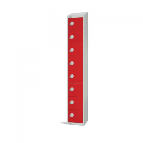 Elite Eight Door Coin Return Locker with Sloping Top Red