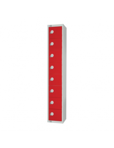 Elite Eight Door Manual Combination Locker Locker Red with Sloping Top