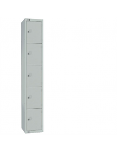 Elite Five Door Coin Return Locker with Sloping Top Grey