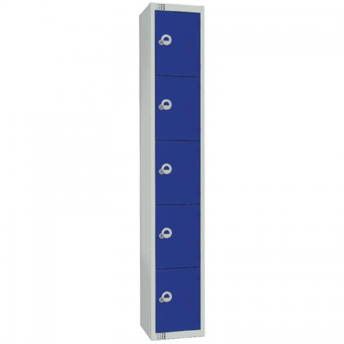 Elite Five Door Coin Return Locker Blue