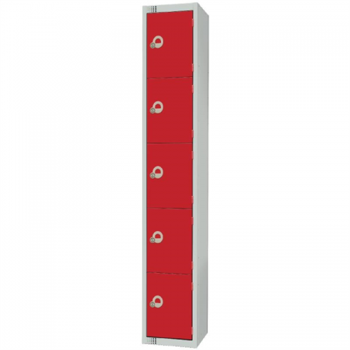 Elite Five Door Coin Return Locker Red