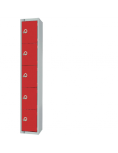 Elite Five Door Electronic Combination Locker with Sloping Top Red
