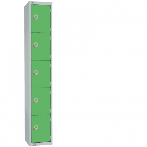 Elite Five Door Electronic Combination Locker with Sloping Top Green