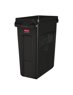 Rubbermaid Slim Jim Container with Venting Channels Black 60Ltr