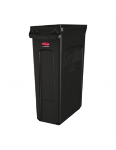 Rubbermaid Slim Jim Container with Venting Channels Black 87Ltr