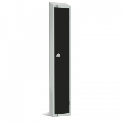 Elite Single Door Camlock Locker with Sloping Top Black