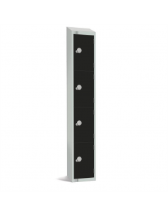 Elite Four Door Camlock Locker Black with Sloping Top