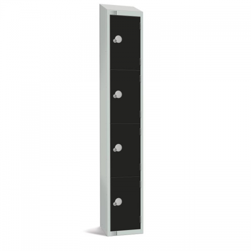 Elite Four Door Camlock Locker Black with Sloping Top