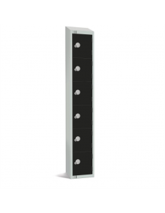 Elite Six Door Camlock Locker with Sloping Top Black