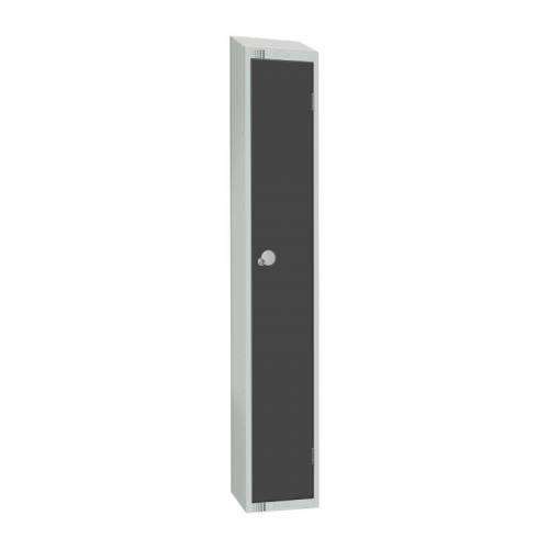 Elite Single Door Camlock Locker Graphite Grey with Sloping Top