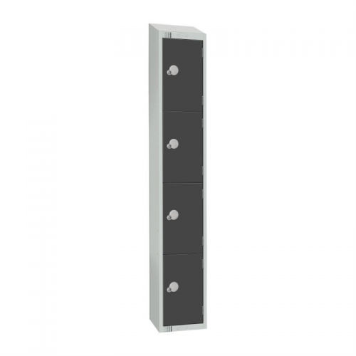 Elite Four Door Padlock Locker with Sloping Top Graphite Grey