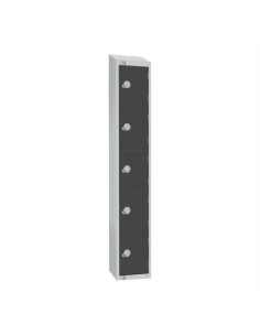 Elite Five Door Camlock Locker with Sloping Top Graphite Grey