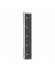 Elite Five Door Padlock Locker Graphite Grey with Sloping Top