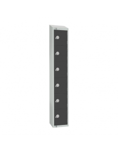 Elite Six Door Camlock Locker with Sloping Top Graphite Grey