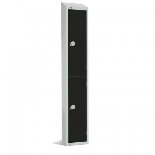 Elite Double Door Padlock Locker with Sloping Top Black