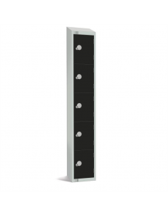 Elite Five Door Camlock Locker with Sloping Top Black