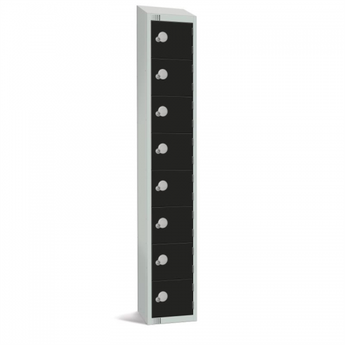 Elite Eight Door Camlock Locker with Sloping Top Black