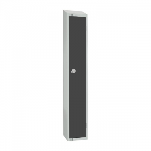 Elite Single Door Camlock Locker Graphite Grey with Sloping Top