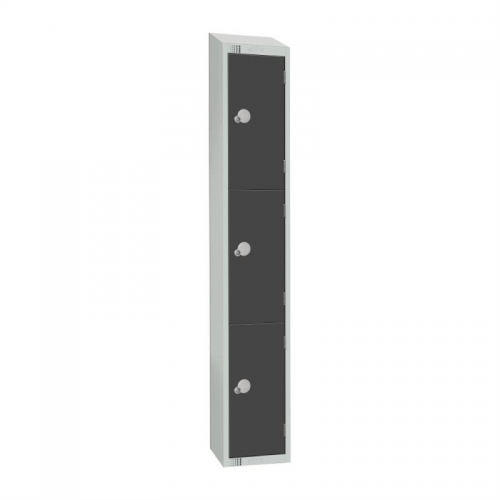 Elite Three Door Camlock Locker Graphite Grey with Sloping Top