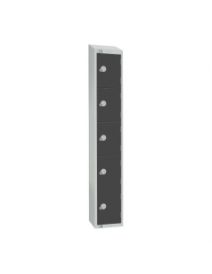 Elite Five Door Camlock Locker with Sloping Top Graphite Grey