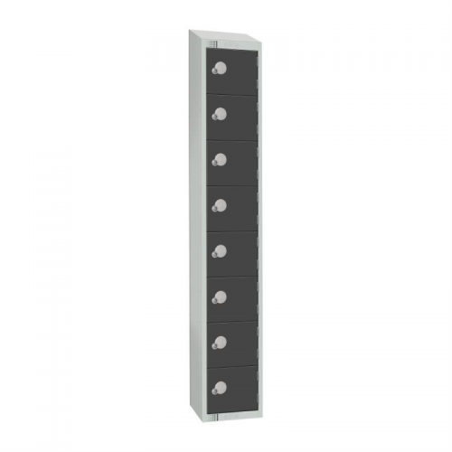 Elite Eight Door Camlock Locker with Sloping Top Graphite Grey