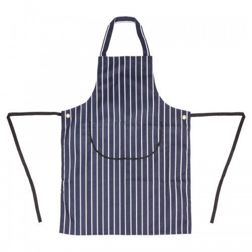 Whites Butchers Apron Navy Stripe