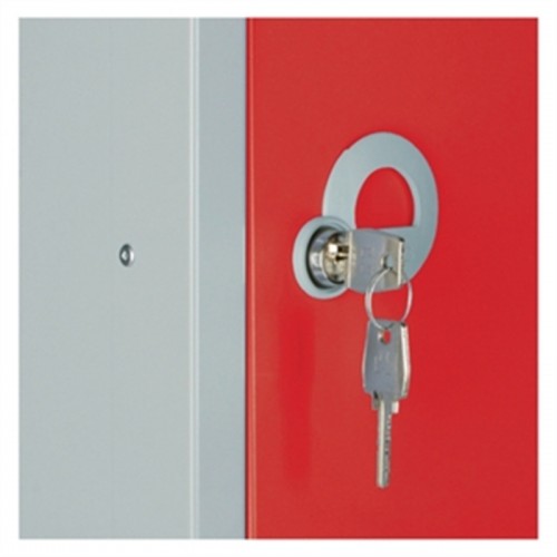 Five Door Locker with Sloping Top Red Camlock