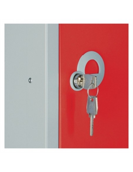 Five Door Locker with Sloping Top Red Camlock