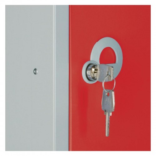 Five Door Locker with Sloping Top Red Door Camlock