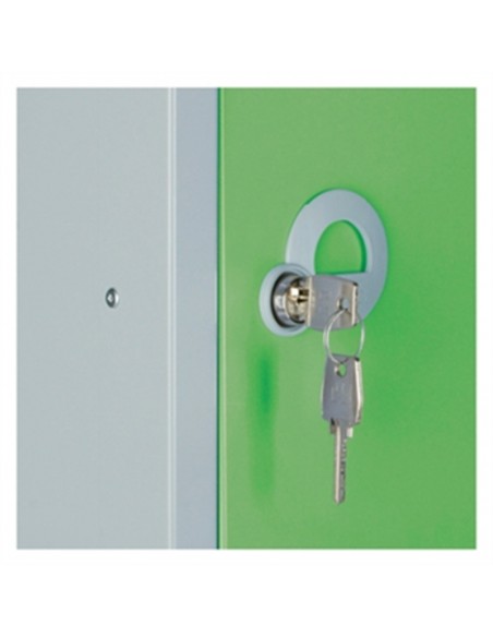 Five Door Locker with Sloping Top Green Door Camlock