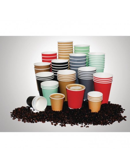 Fiesta Takeaway Coffee Cups Ripple Wall Kraft Black 8oz x25