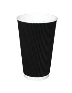 Fiesta Takeaway Coffee Cups Ripple Wall Kraft Black 16oz x25 2