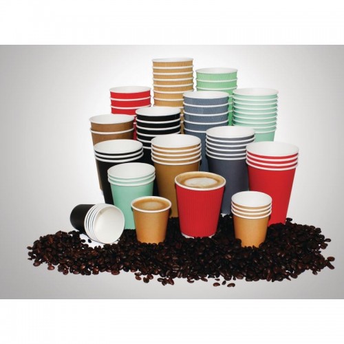Fiesta Takeaway Coffee Cups Ripple Wall Kraft Black 12oz x500
