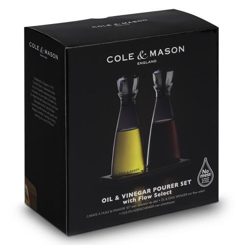 Cole & Mason Glass and Stainless Steel Flow Select Oil & Vinegar Pourer Gift Set