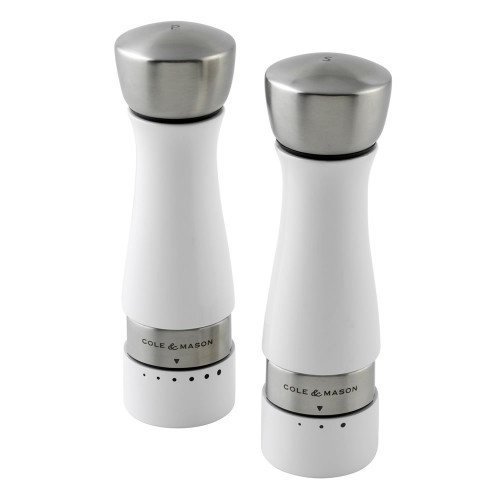Cole & Mason Gourmet Precision Oldbury Glacier White Gloss Lacquered Beech Pepper Mill