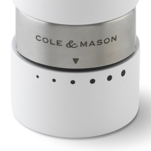 Cole & Mason Gourmet Precision Oldbury Glacier White Gloss Lacquered Beech Pepper Mill