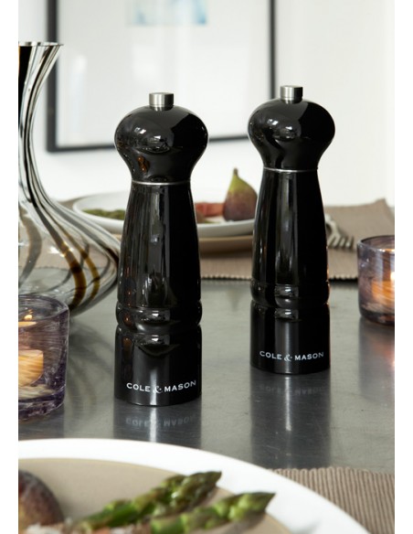 Cole & Mason Precision Windsor Midnight Black Gloss Beech Wood Pepper Mill 180mm