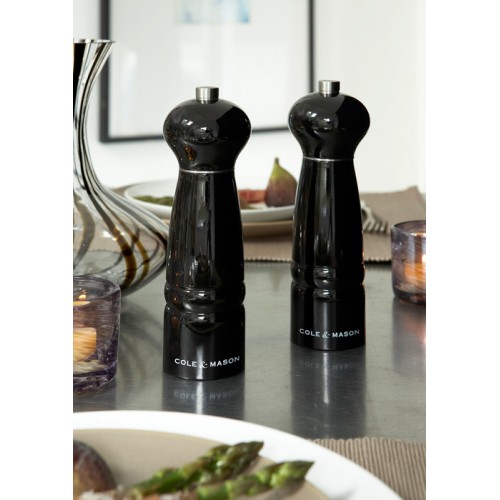 Cole & Mason Precision Windsor Midnight Black Gloss Beech Wood Salt Mill 180mm