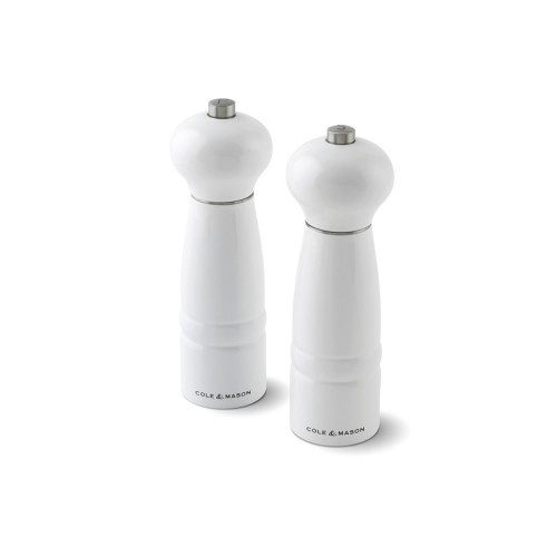 Cole & Mason Precision Windsor Glacier White Gloss Lacquered Beech Salt Mill 180mm