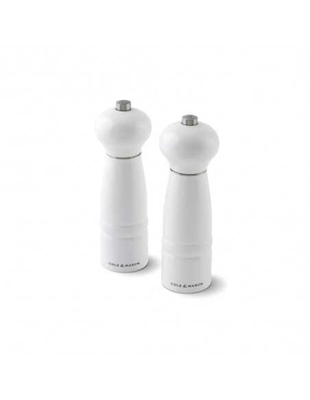 Cole & Mason Precision Windsor Glacier White Gloss Lacquered Beech Salt Mill 180mm