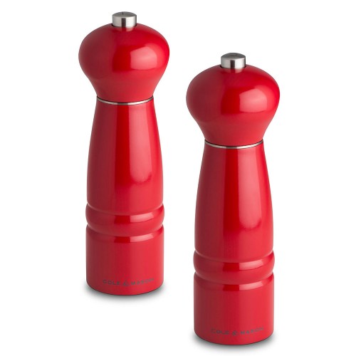Cole & Mason Precision Windsor Flame Red Gloss Lacquered Beech Pepper Mill 180mm