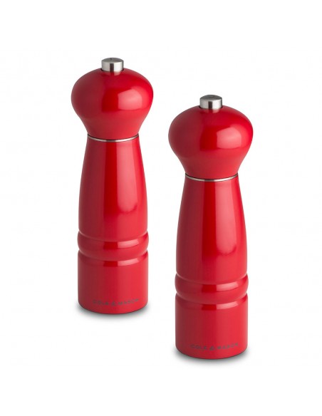 Cole & Mason Precision Windsor Flame Red Gloss Lacquered Beech Salt Mill 180mm