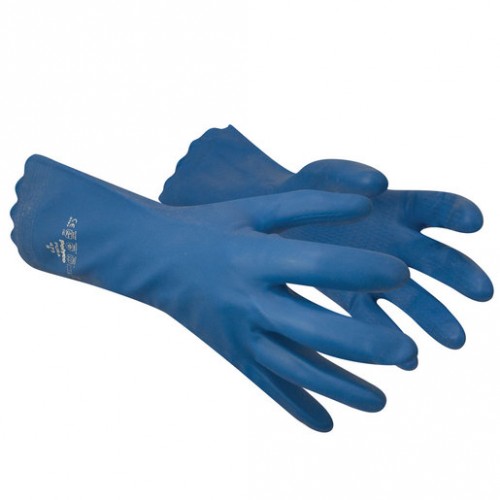Polyco 474/5/6 Pura Lined Blue PVC Glove UK Size 8