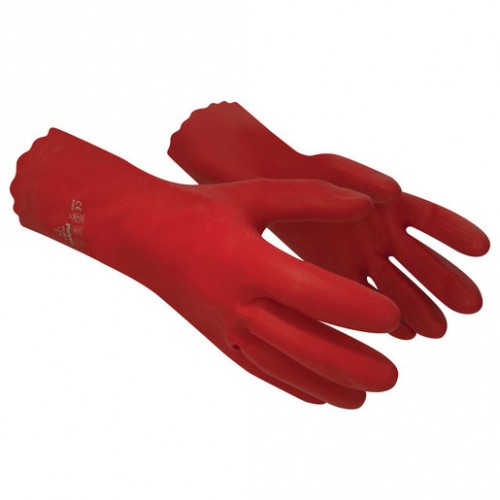 Polyco 174/5/6 Pura Lined Red PVC Glove UK Size 7