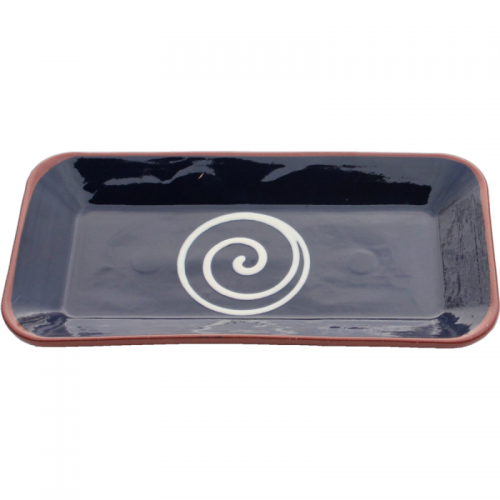 ABS Terracotta Rect Platter (Blue with Cream Swirl) (Pack of 3)